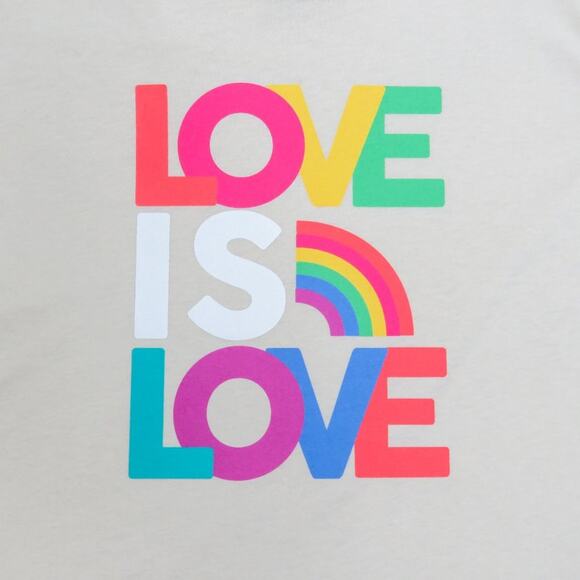 LOVE IS LOVE 🌈Gay Pride Rainbow Cream Crewneck Graphic T-Shirt Youth Large - Picture 4 of 8